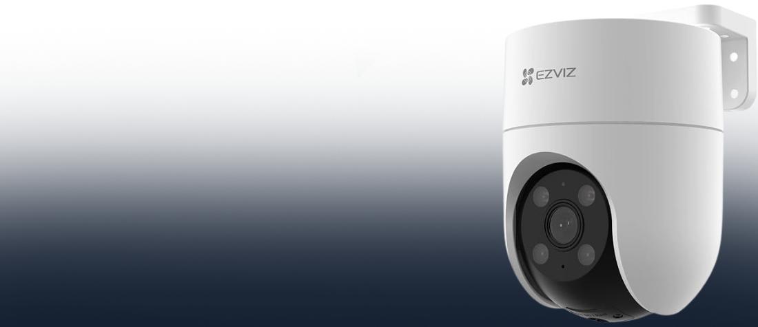 Wireless house security camera on a porch