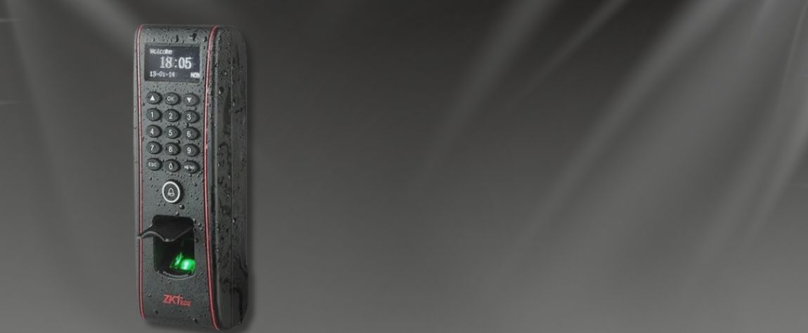 ZKTeco waterproof biometric access control system.
